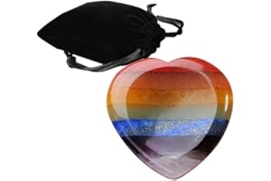 Yeesabella 7 Chakra Thumb Worry Stone for Anxiety with Velvet Bag Heart Shape Chakra Healing Crystals Pocket Palm Stone Anxiety Crystal Chakra Healing Meditation Crystal Therapy for Stress Relief