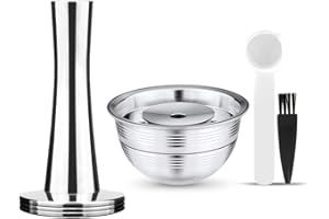BENFUCHEN BEFUCHEN Capsule Café Réutilisable 230 ml Inox Compatible Nespresso Vertuo Plus Delonghi ENV135 (Dosette + Tamper + Cuillère + Pinceau)