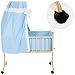 TecTake Complete baby crib bedding set canopy fits rocking / swinging cradle - different colours - (Blue)