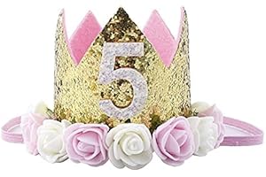 HAOMAOMAO Baby Crown Princess Gold Crowns Tiara Crystal Hat Girls First Birthday Gift