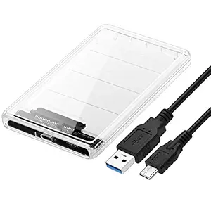 Rec Trade HDD Case 2.5 inch Transparent SATA to USB 3.0 3.1 Hard Disk Case Tool Free 5Gbps 4TB UASP Type C SSD HDD Enclosure 10Gbps for PC