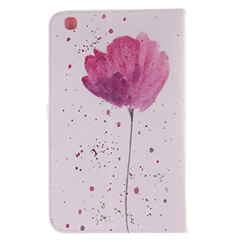 HB-Int 3 in 1 PU Leder Hülle für Samsung Galaxy Tab 3 SM-T310 T311 T315 8.0″ Brieftasche Etui Stand Funktion Flip Wallet Case Book Style Cover Rosa Blume Multifunction Modicsh Holder Tablet Schutzhülle Dünn Slim Bumper Zubehör mit Stylus Pen und Staub Stecker - 2