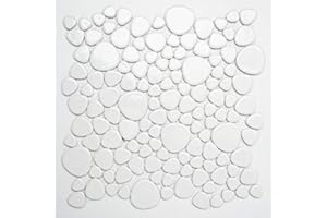 MOSANI Kieselmosaik Pebbles MOS12-0102 Rétroviseur de douche en céramique blanc brillant