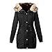Produktbild UFACE Damen Parka Warmer Langer Mantel Pelzkragen Kapuzenjacke Winter Parka Outwear (Schwarz-531, S)