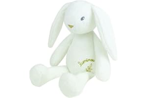 JEMINI | Peluche Lapin Luminou 30 cm | Fonctionne sans Pile | Tissu Luminou | Doudou Qui Brille dans Le Noir | Compagnon Nuit Enfant | Veilleuse Peluche Bébé | Idée Cadeau Dès la Naissance