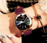 Uhr Mädchen Student Minimalistischen Modetrend 2018 Gürtel wasserdicht Sternenhimmel, violett