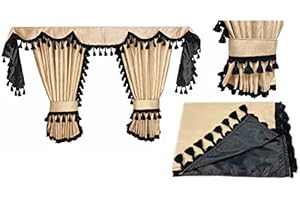 ADOMO LKW Gardinen für TGX XXL Fahrerhaus, beige-schwarz