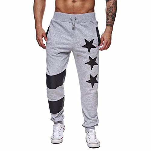 Manadlian_Hombres Pantalones Hombres Pantalones, Casuales Jogger Sweatpant de Baile Sportwear Baggy Pantalones de diseño Delgado (XL, Gris)