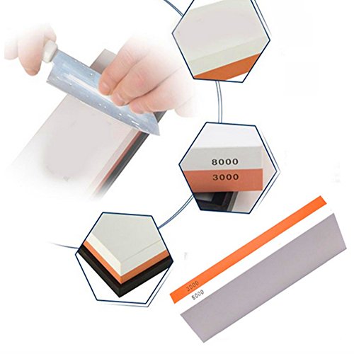 Whetstone Grit Messer Schärfen Stein Schleifen Werkzeug Anti-Rutsch-Basis enthalten (3000/8000) - 4