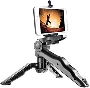 XGMO Pistol Tripod + 1 Pcs Universal Mobile Attachment Mini Lightweight Portable Flexible fit for All Smartphone,Action & DSLR Camera's- (Black)