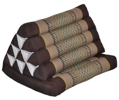 Kapok Thaikissen, Yogakissen, Massagekissen, Tantrakissen, Sitzkissen, Strandkissen, Meditationskissen - Braun/Beige (Dreieck mit einer Auflage 52x35x45)