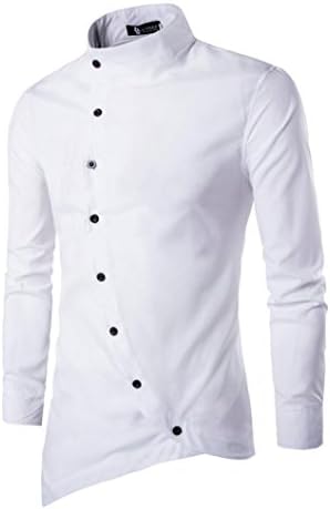 Bestoppen Men's Shirts Blue,Fasion Mens Winter Autumn Long Sleeve Button Open Front Tops Jumpers Stand Collar Tees Casual Cotton Blouse Shirt (White, M)