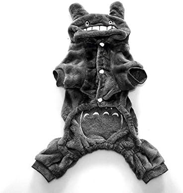 HKYIYO Totoro Costumes for Pet Dog Puppy Cat Jumpsuit Coral Fleece Hoodie Warm Winter Soft Plush Clothes - S