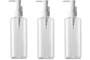 QUUPY 3 flaconi vuoti da 100 ml, riutilizzabili, in plastica trasparente, con erogatore a pompa, da viaggio, per cosmetici, lozioni, shampoo, Trasparente, 150ml/5oz, alla moda