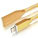 Produktbild Lightning Kabel - 2m, Gold, Neustes Design - Sehr schnelles iPhone 7 Ladekabel - verstärktes USB Datenkabel mit Knickschutz - Für Apple iPhone 7 6 5, iPad, iPod - SWISS-QA Geldrückgabe Garantie