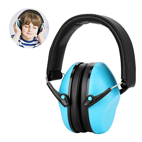 WADEO Casque Anti-Bruit Enfant avec Sac Transport, Casques Antibruit Bébé Pliable Réglable, Casque antibruit idéal pour Enfants sensibles aux bruits forts (Bleu)