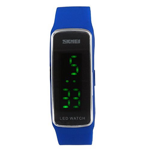Lancardo Kinder Student digital Uhr, Ultra Thin GMT Dual Zeitzone Unisex Sport Kalender Fitness Digital LED Jungen Armbanduhr, blau schwarz