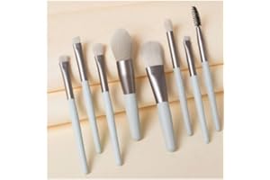 JIMENA Y SUS COSAS Set de Maquillaje en Estuche Práctico, Ocho Brochas de Maquillaje de Fibra Sintética para Ojos, Contorno, Párpados, Rostro, Pinceles Profesionales.… (GRIS)