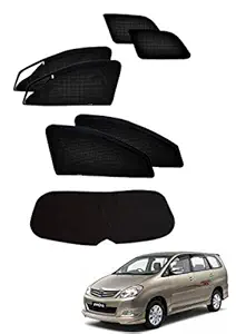 Kozdiko Zipper Magnetic Car Sunshades Set of 7 Pcs Black Color with Dicky for Toyota Innova