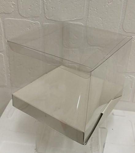 5 PIECES Box bonbonniere BOTTOM SKIN WHITE pvc transparent 18X18X15 cm