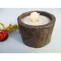 Kerzenfresser, Kerzenrestefresser, Tischfackel, Kerzen Recycling, Gartenfackel, Flammschale aus Keramik, ca. 9x7 cm, zum Schmelzen von Kerzen- und Wachsresten, windfestem Dauerdocht, handgefertigt