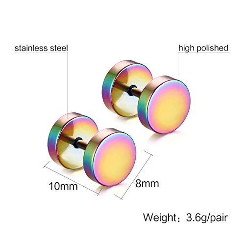 3 Paare 8 mm Tian Edelstahl Herren Ohrstecker Creolen Tunnel Ohrringe für Damen Fakeplug Fake Plug Ohrringe Edelstahl Herren Pierced Earrings Schwarz Stainless Steel Mens Womens Stud Earrings Set Ear Piercing Plugs Tunnel Punk Style - 3