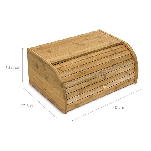Relaxdays Bambus Brotbox mit Rolling Deckel, braun, mittlere Holz Ton - 3