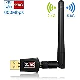 WiFi Dongle USB 600Mbps, Jirvyuk wifi usb adapter 5GHz 433Mbps/2.4GHz 150Mbps Dual Band Wifi USB Wlan Adapter mit High Gain Unterstützung Windows2000 / XP / Vista / 7/8/10, Mac OS X 10.4-10.11