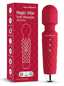 HealthSense Magic-Vibe HM 260 Cordless Handheld Personal Body Massager for Pain Relief & Rechargeable Vibration Machine with 8 Speeds, 20 Modes & 1 Year Warranty (Cherry)