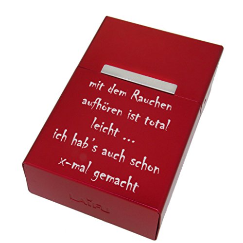Preisvergleich Produktbild International Connection Zigarettenetui aus Aluminium rot mit Ihrer persönlichen Gravur Personalisiertes Geschenk