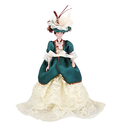 1:12 puppenstube Mini Victorian Dame Puppen mit Grün Kleid mit Hut