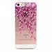 Produktbild MUTOUREN Handyhülle für iPhone SE 5 5S TPU Silikon Case Cover Durchsichtig Schutzhülle Tasche Etui Bumper Ultradünne Weich Kratzfeste Soßdämpfende Silikontasche Hülle Weiß - schön Pfirsichblüte Rosa