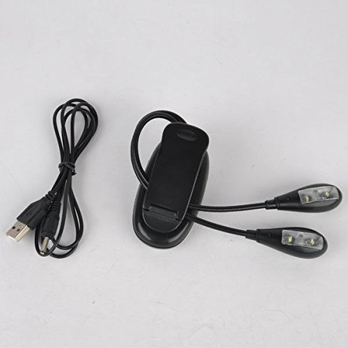 MagiDeal Flexible 2 Dual Arme Clip Auf 4 LED-Licht Klemmlampe Für Tisch Lampe Schwarz Buchlese - 3
