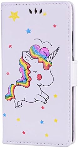TXLING Huawei P8 lite Wallet Case Premium PU Leather Magnetic Flip Wallet Cover with Card Slots &amp; Stand Function for Huawei P8 lite - Lovely unicorn white