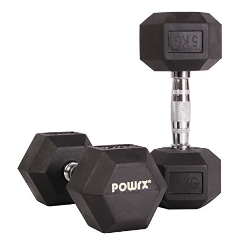 Hexagon Hantel Paar Chrom Griff dicke Gummi Beschichtung 5 – 30 kg Kurzhantel Set - 4