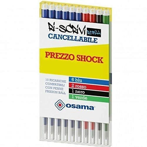 SET 10 REFILL RISCRIVI COMPATIBILE PER FRIXION BALL 0,7mm OSAMA