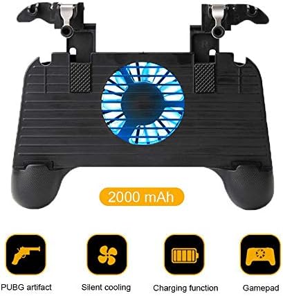 Womdee PUBG Mobile Game Controller, Game Handle Ergonomic Design for PUBG Rules of Survival Mobile Gaming Joysticks with Cooling Pad Power Bank Aim Trigger for Android IOS Smart Phones