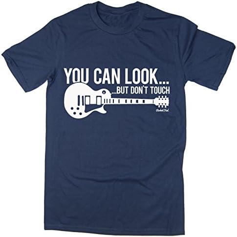 Rocket Fuel 'You Can Look But Don't Touch' Mens Funny Guitar Printed T-Shirt Many Colours and Sizes - Navy - Large