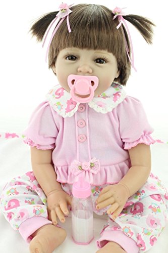 ZIYIUI Reborn Bebé muñeca de Silicona Suave de 22 Pulgadas 55cm Realista Lindo de la Muchacha del Vestido Rosado del Juguete Reborn Baby Doll Muñeca Hecha a Mano,certificación EN71