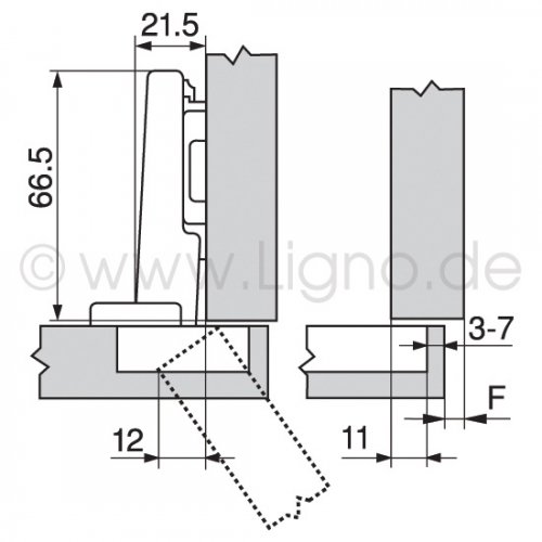 Blum CLIP Top Blumotion Dämpfung Scharnier Topfband Eckanschlag 71B3550 + Montageplatte - 3