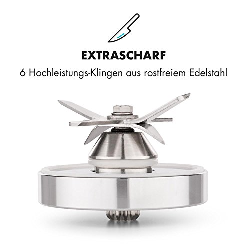 Klarstein • Herakles-3G • Standmixer • Power-Blender • Hochleistungsmixer • Smoothie Maker • 1500 Watt • BPA-frei • 40.000 Umdrehungen pro Minute • 2 Liter Fassungsvermögen • Puls-Funktion • 6 Edelstahlklingen • Zerkleinerer • Icecrusher • weiß - 8