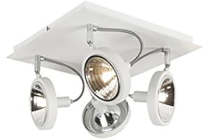 QAZQA - Design Spot I Spotlight I Deckenspot I Deckenstrahler I Strahler I Lampe I Leuchte weiß 4-flammig Spotbalken-flammig einstellbar - Nox I Wohnzimmer I Schlafzimmer - Stahl Quadratisch - LED gee