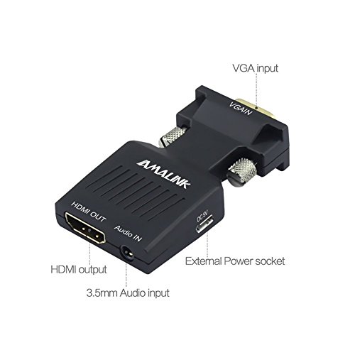 VGA a HDMI Converter-Amalink Stereo R / L Canal 5V1A VGA + Audio a HDMI Adaptador para HDTV - 3