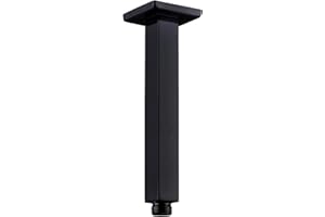 Drenky Brazo Ducha Negro, Acero Inoxidable A2 V2A, Extensión 20 cm, Para Alcachofas Fijas, Acabado Lacado Negro