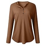 ITISME Damen Strickjacke Langärmliges Henley-Hemd für Damen Rippstrickbluse mit Knopfleiste Tunika