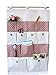 Moolecole Pastoral Style Pink Polka Dots Cotton/Linen Fabric Wall Hanging Organizer 13-Pockets Door Hanging Storage Bag Hanging Shelves