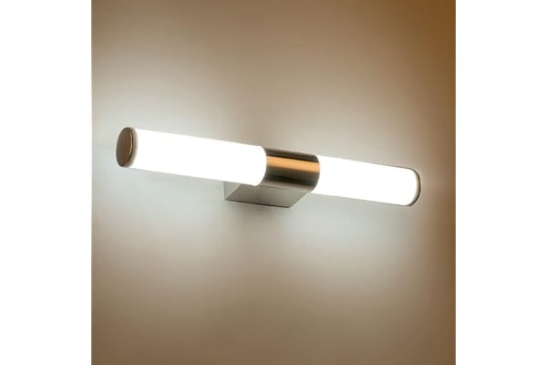 ELINKUME Applique murale LED pour salle de bain Blanc chaud 8 W Lampe murale en acier inoxydable et acrylique 40 cm