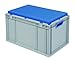 Produktbild Sitzbox / Aufbewahrungsbox mit abnehmbarem Sitzkissen, stapelbar, stabil, LxBxH 600 x 400 x 320 mm, Sitzkiste grau/blau