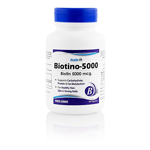 HealthVit Biotino-5000 Biotin 5000mcg 60 Capsules for Hair, Skin & Nails RS.249 (41.00% Off) - Amazon HealthVit Biotino-5000 Biotin 5000mcg 60 Capsules for Hair, Skin & Nails RS.249 (41.00% Off) - Amazon