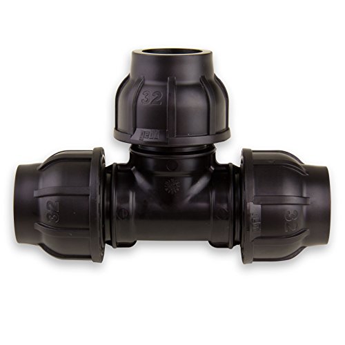 PE Rohr Verschraubung T-Stück 25x20x25 mm Reduzierung Abzweig Klemmverbinder